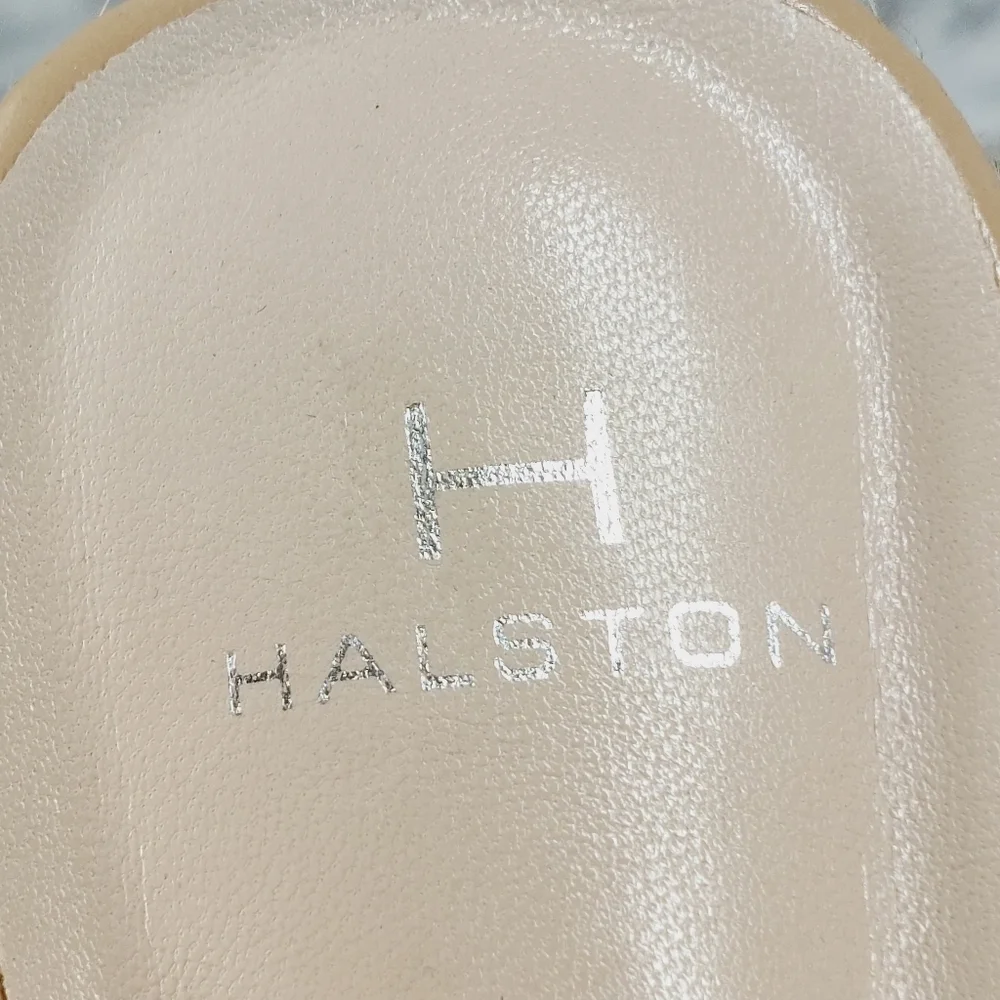 New Halston Network Cream Crisscross Strap Wedge Espadrille Sandal A609